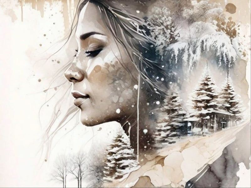 Beautiful Woman in a Winter Wonderland, Winter fairy tale, snow, ice queen, Christmas idyll, winter, beauty, landscape, silence, winter wonderland, fairy, woman, Christmas, ice