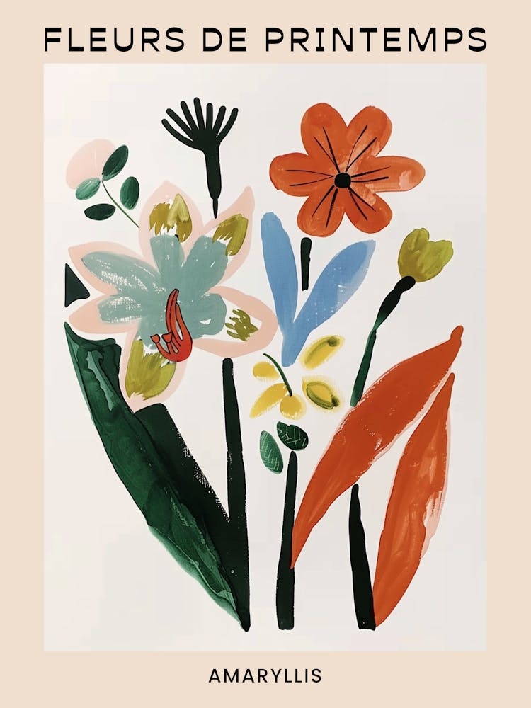Spring Floral French Poster  Amaryllis 2