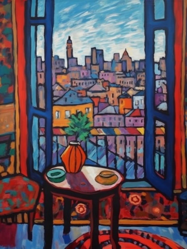 Window View Of New York In The Style Of Fauvist 1