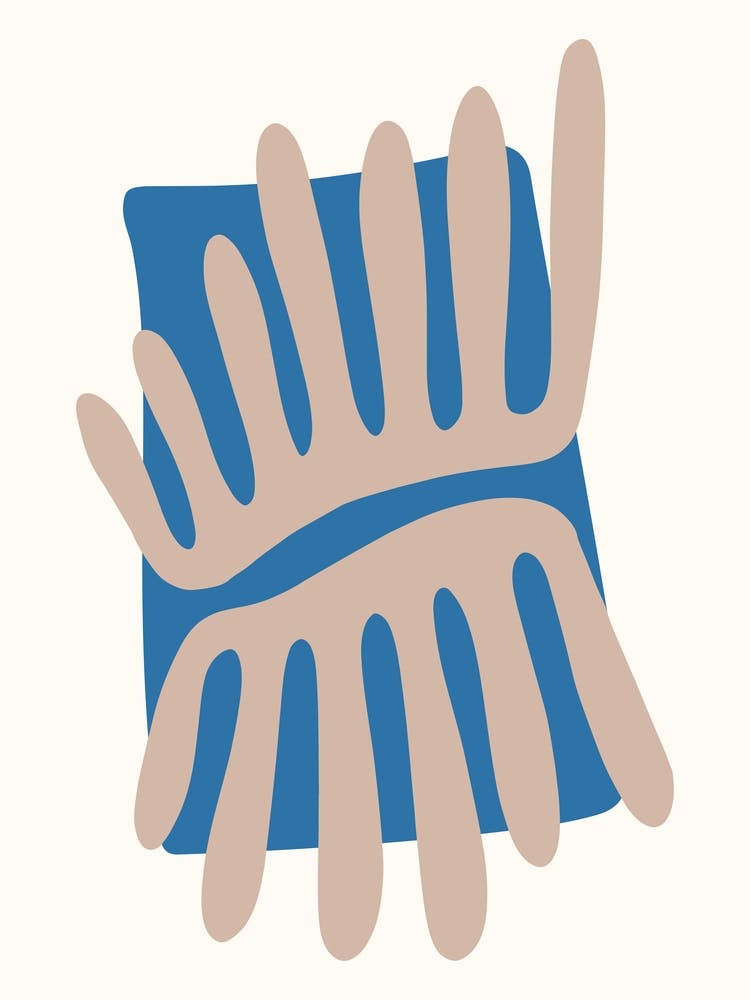 Leaves Matisse Inspired Abstract In Blue And Sand