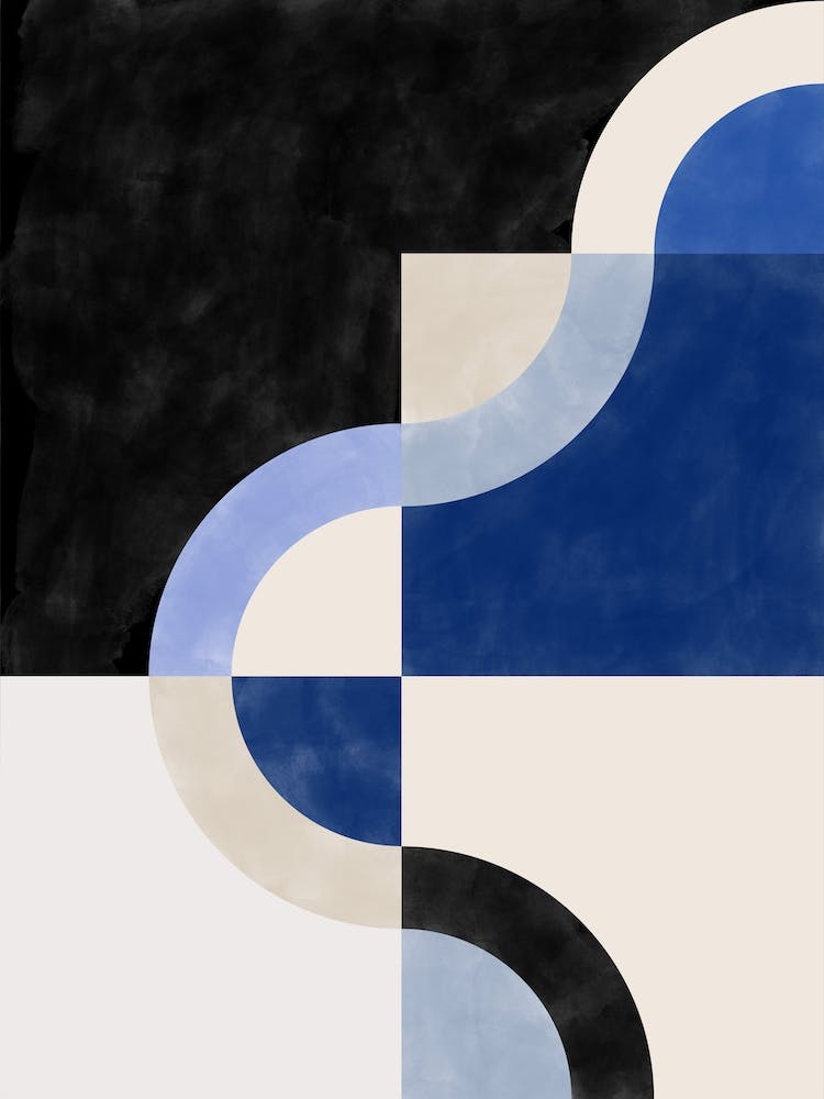 Blue Mid Century Print