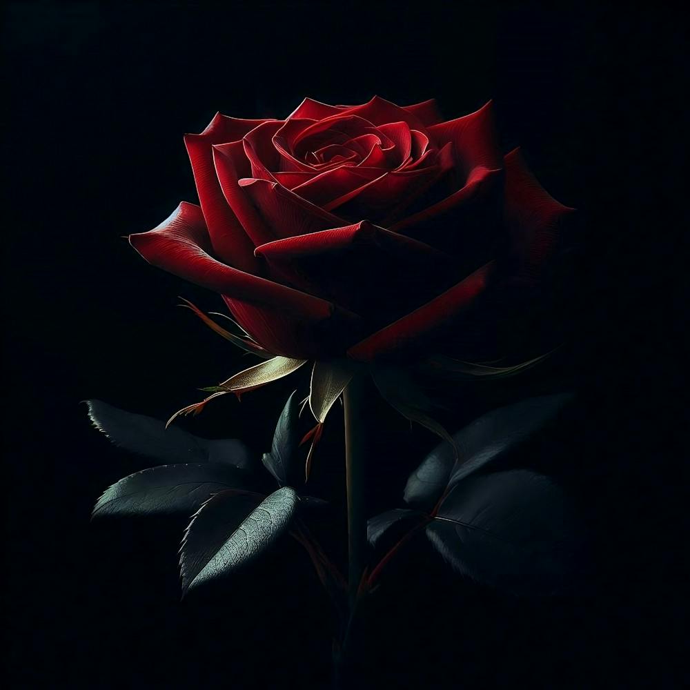 Red Rose On Black Background