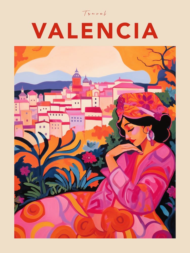 Valencia Spain 5 Fauvist Travel Poster