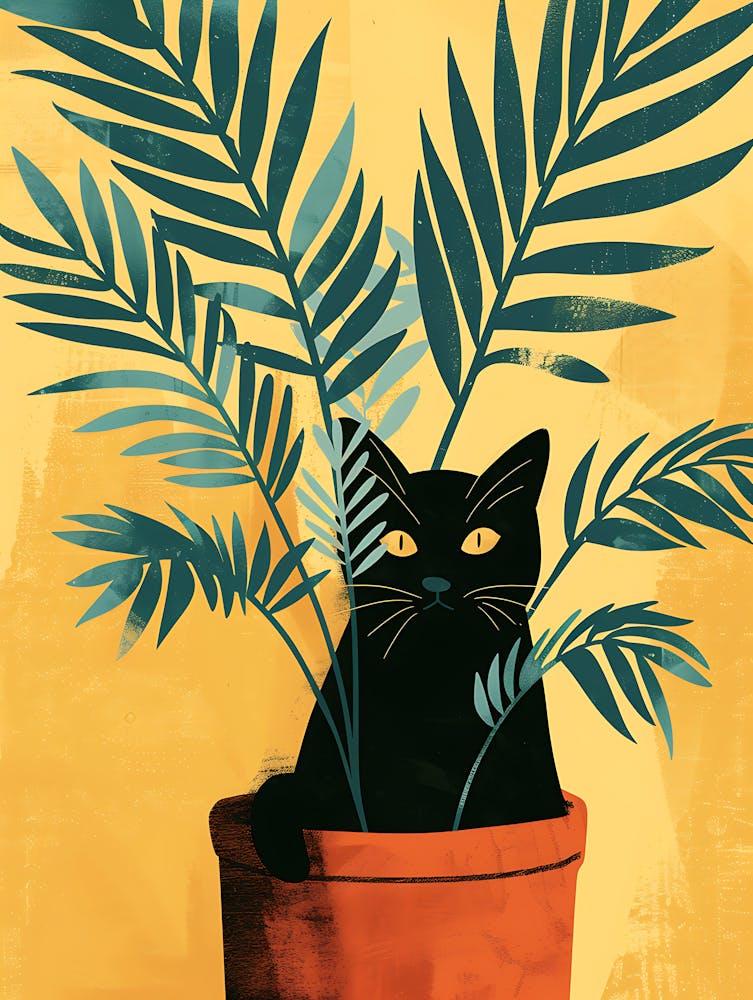 Cute Black Cat in a Plant Pot 9