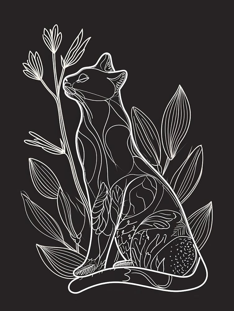 Toyger Cat Minimalist Illustration 3