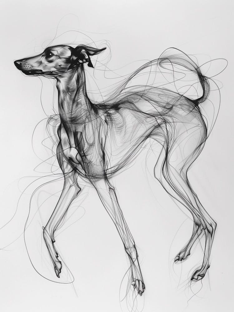 Greyhound Dog Charcoal Line 2