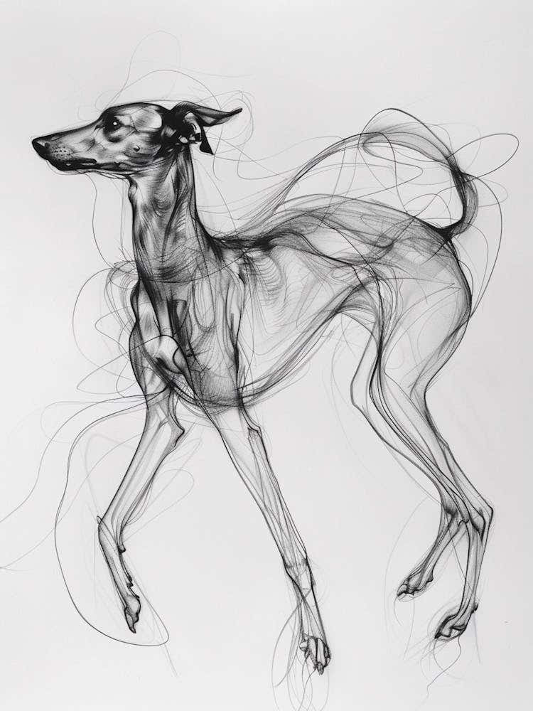 Greyhound Dog Charcoal Line 2