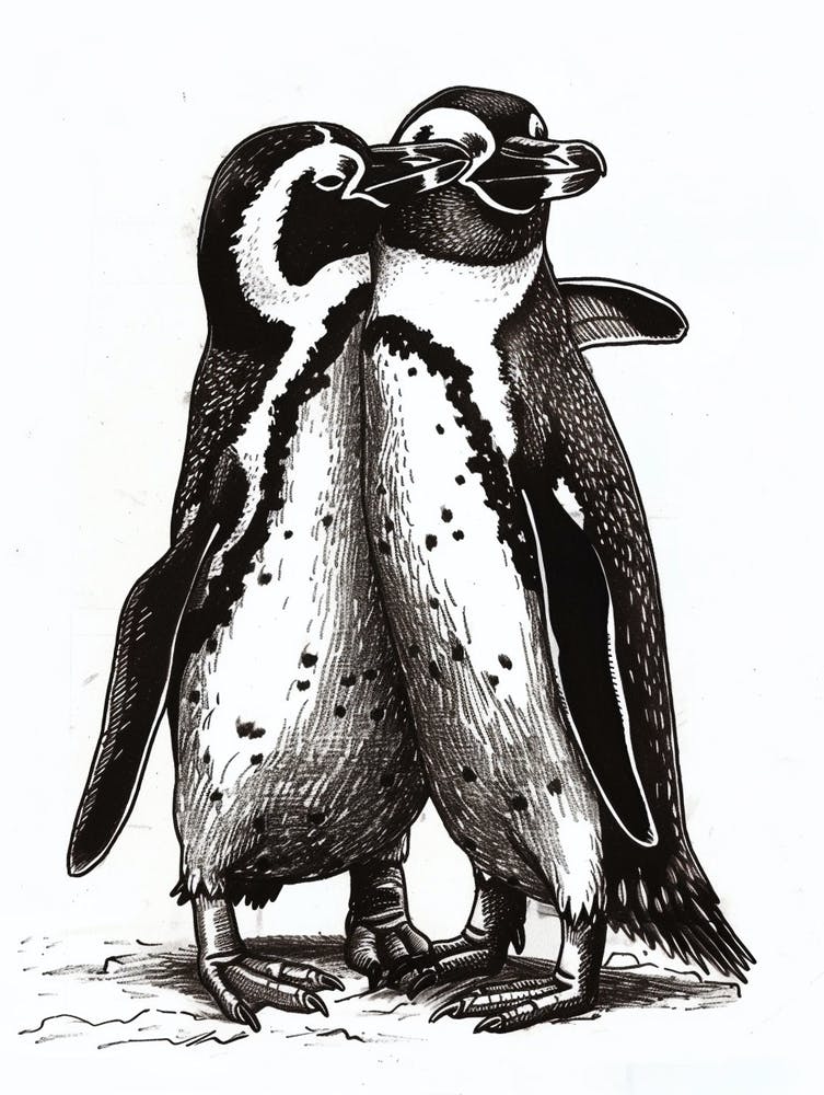 African Penguin Huddling For Warmth 2