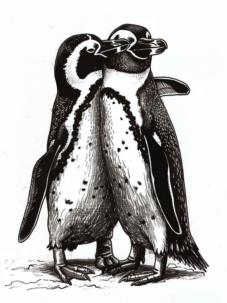 African Penguin Huddling For Warmth 2