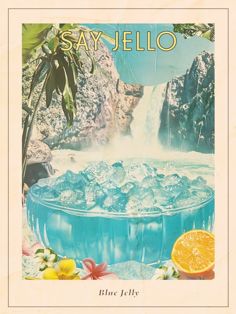 Blue Jelly Retro Space Collage 1 Poster