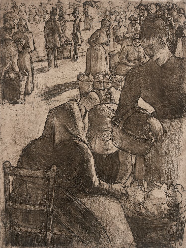 Vegetable Market In Pointoise, Camille Pissarro
