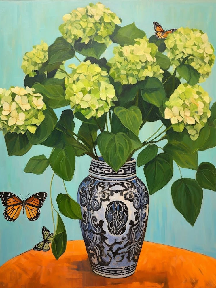 Flowers In A Vase Still Life Painting Hydrangea 2