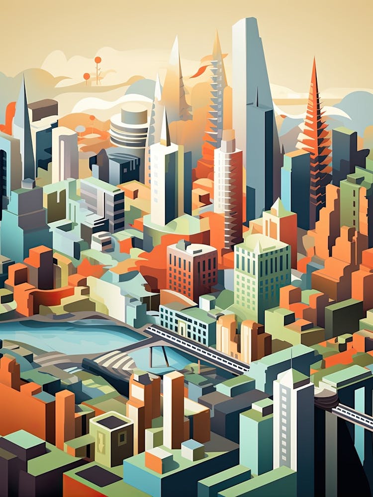 New York City View   Geometric Vector Illustration 2