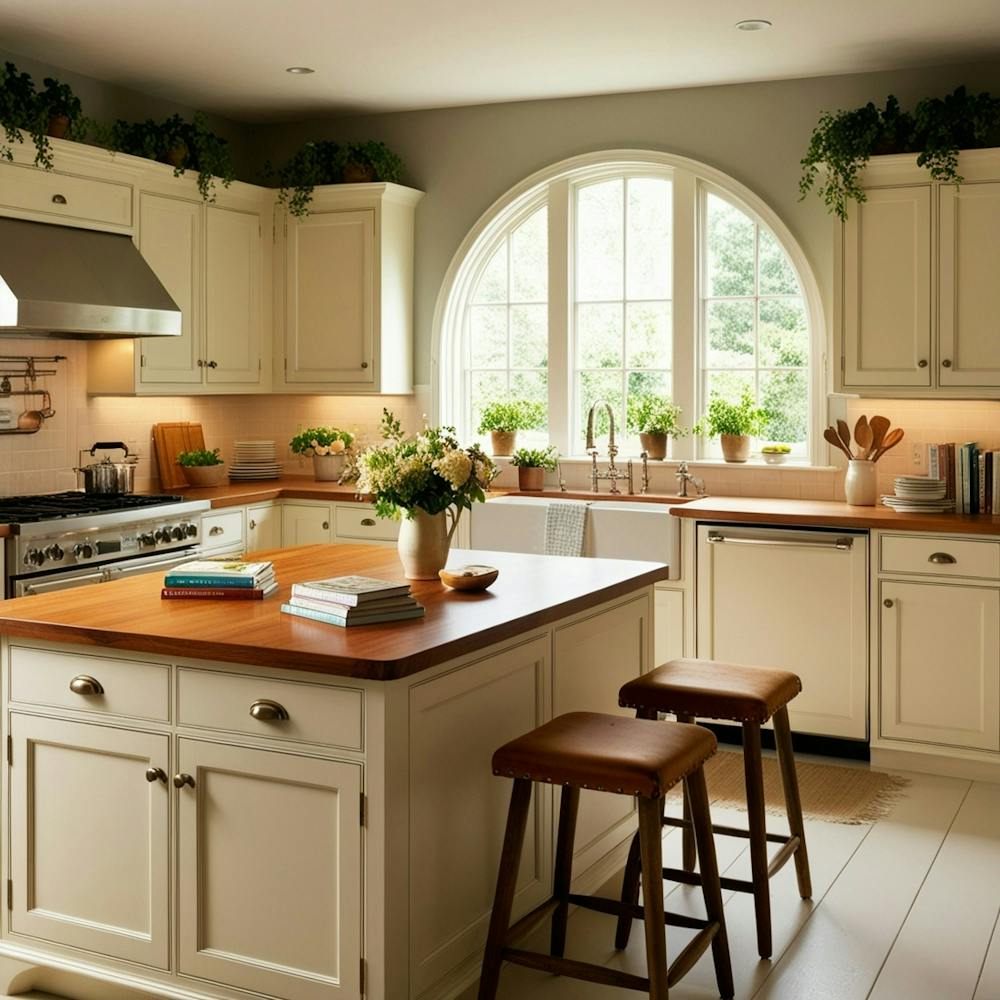 White Kitchen With Wood Cabinets