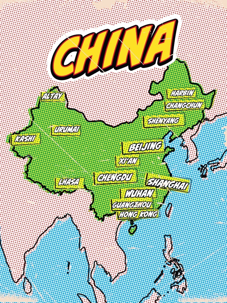 Pop-Art-Karte Von China