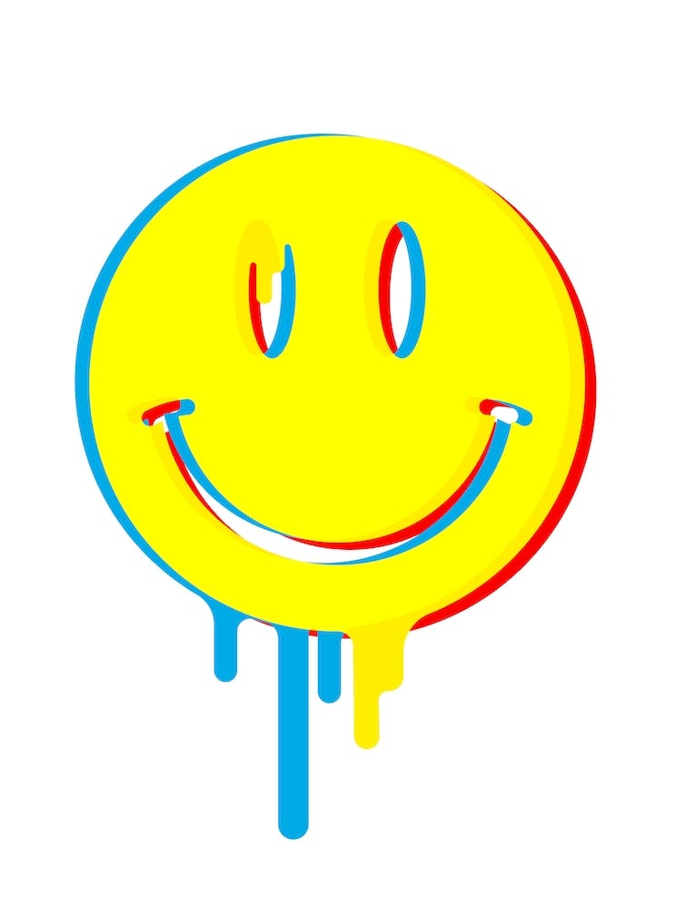 Dripping Acid Smiley Face in bright colours