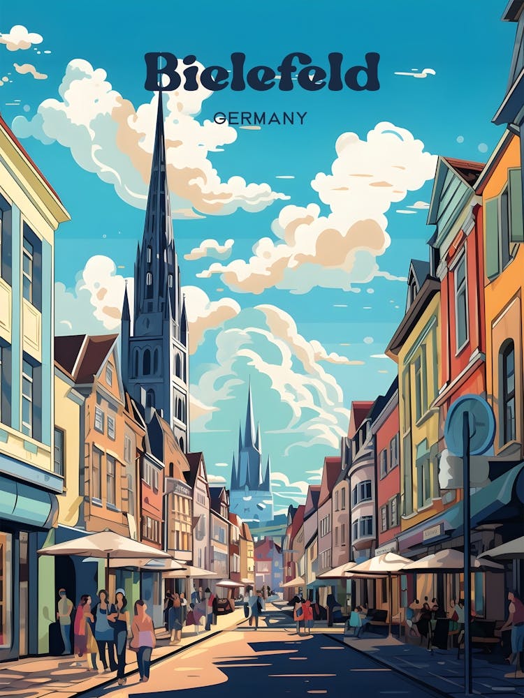 Bielefeld Germany Street view Travel Illustration