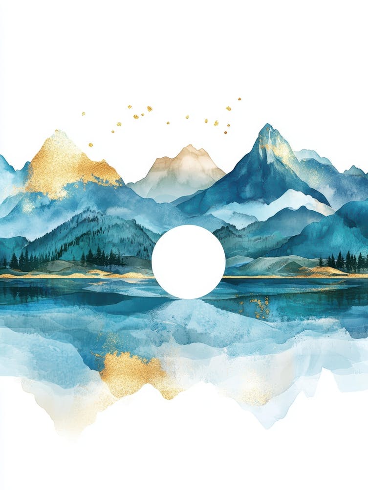 Watercolor Of Mountains 12