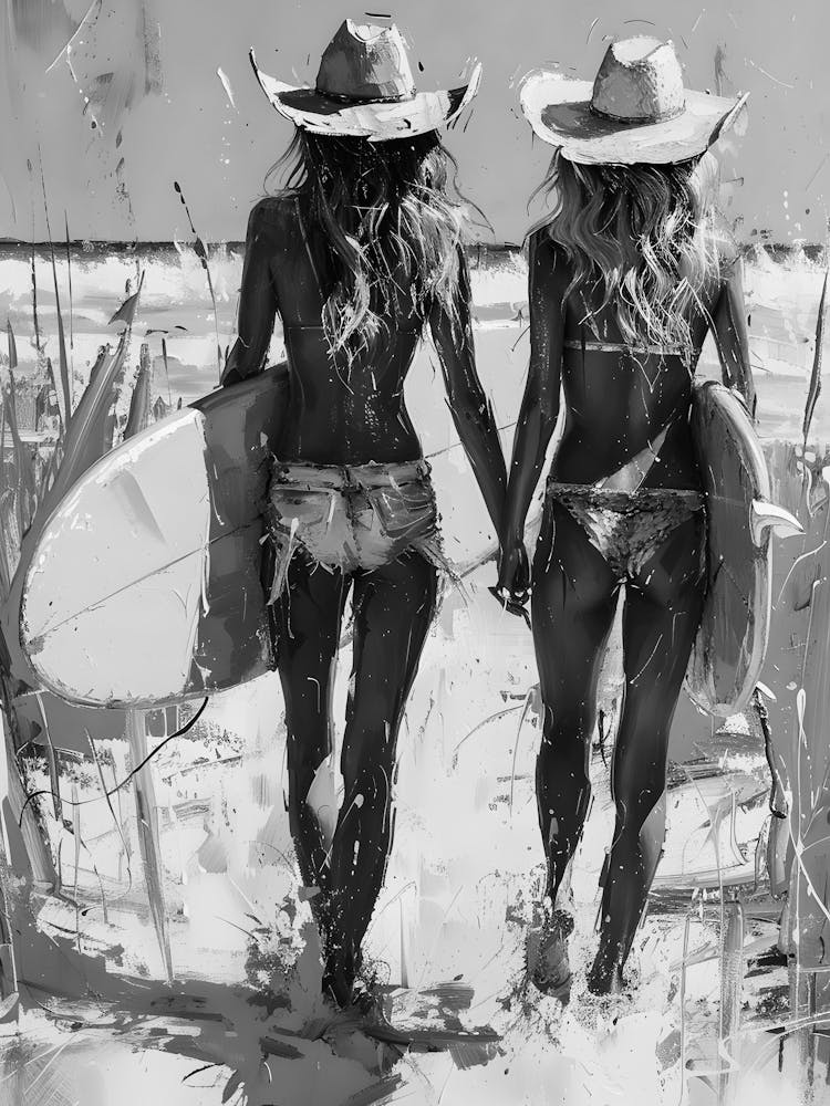 Two Women Holding Surfboards