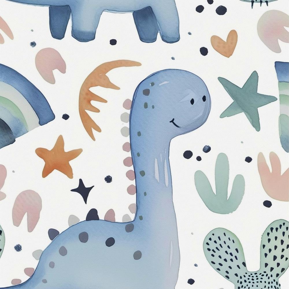Starry Dinosaur Muted Pastels Pattern 4
