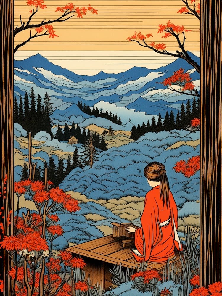 Shirakawa Go Village, Japan Vintage Travel Art 3