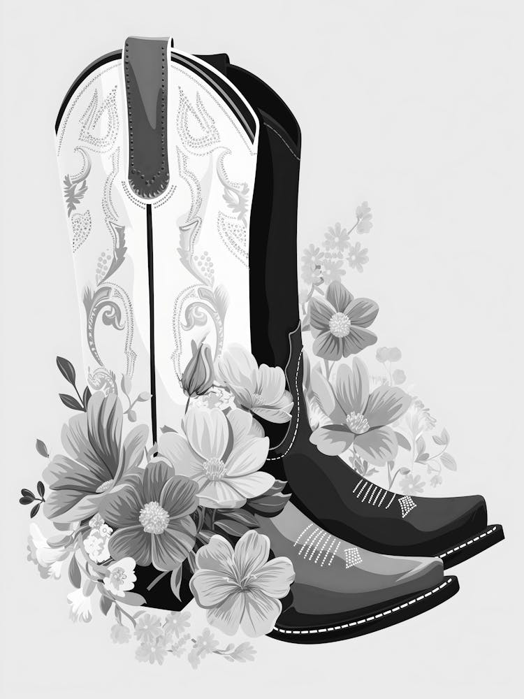Cowboy Boots And Flowers