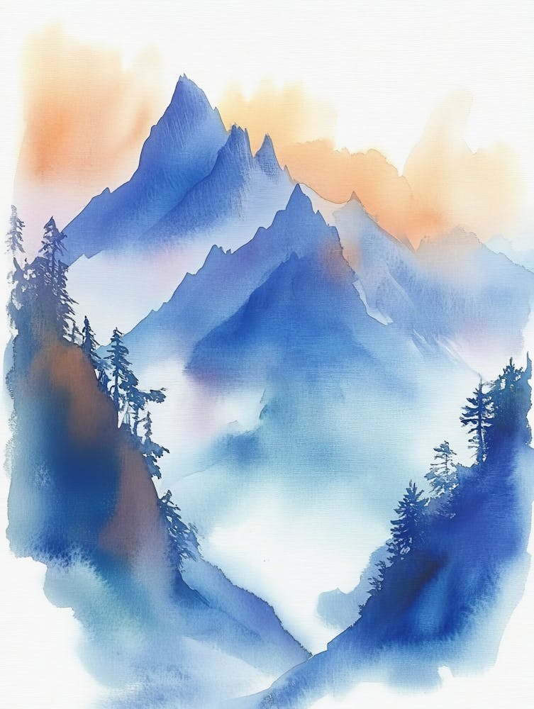 Watercolor Of Mountains