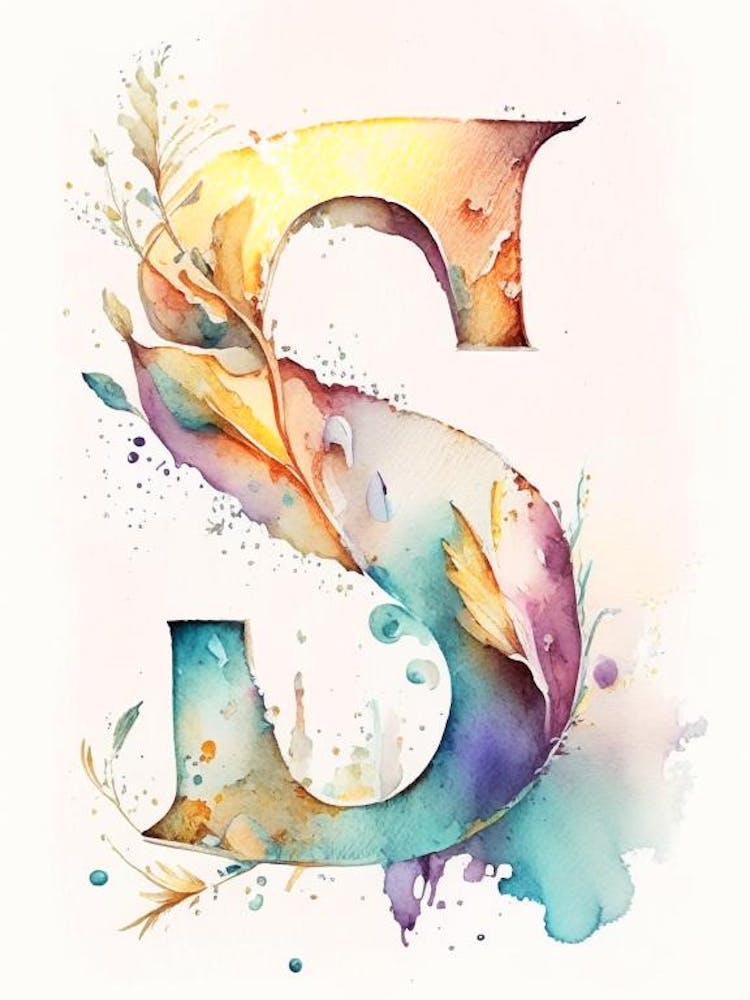 S, Letter, Alphabet Storybook Watercolour 1