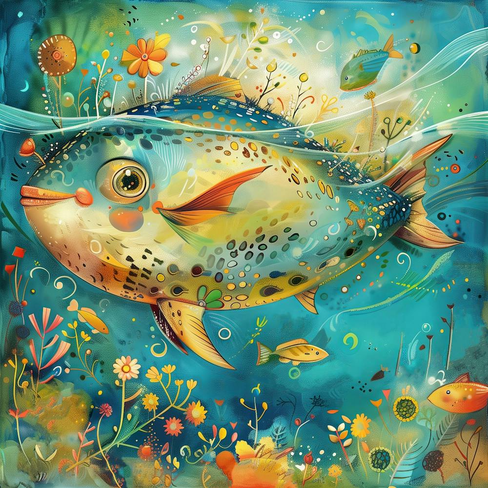 A Fish With Flowers And Plants On It