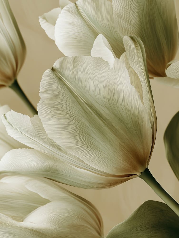 Green Beige Close Up Petals 3