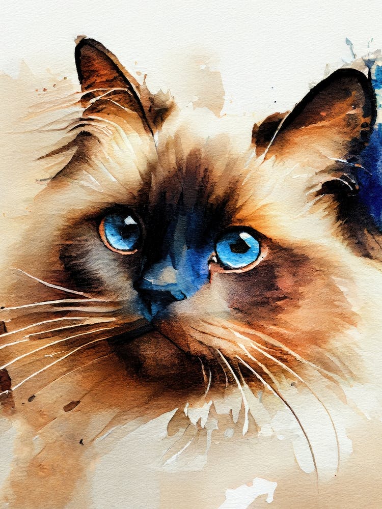 Watercolor Of A Cat animal