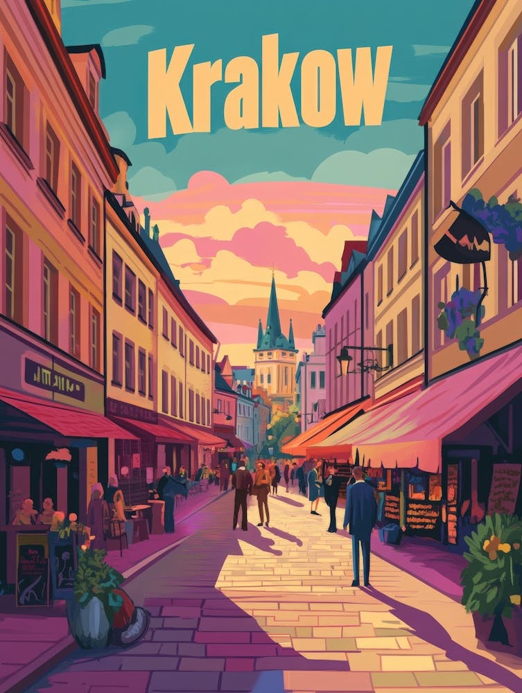 Aihrgdesign A 1970s Inspired Travel Poster For Krakow
