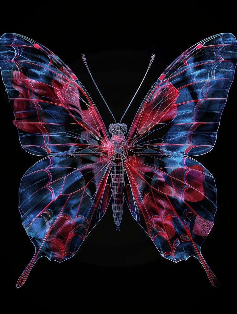 Butterfly In Blue And Red