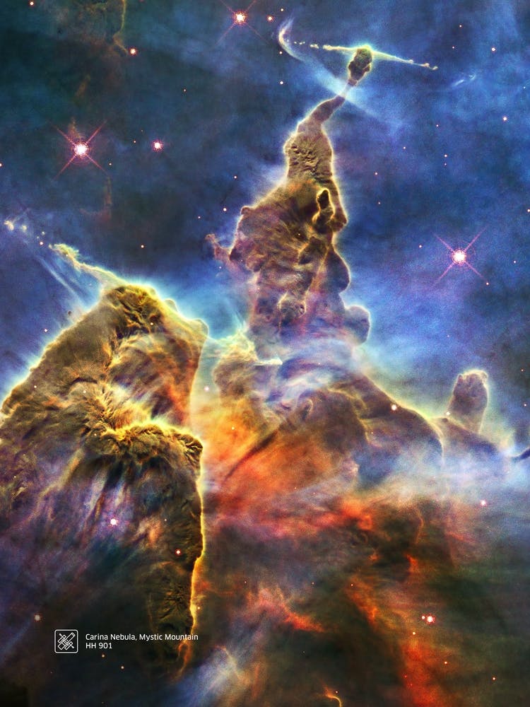 Carina Nebula, Mystic Mountain. HH 901 (Hubble telescope) — space poster
