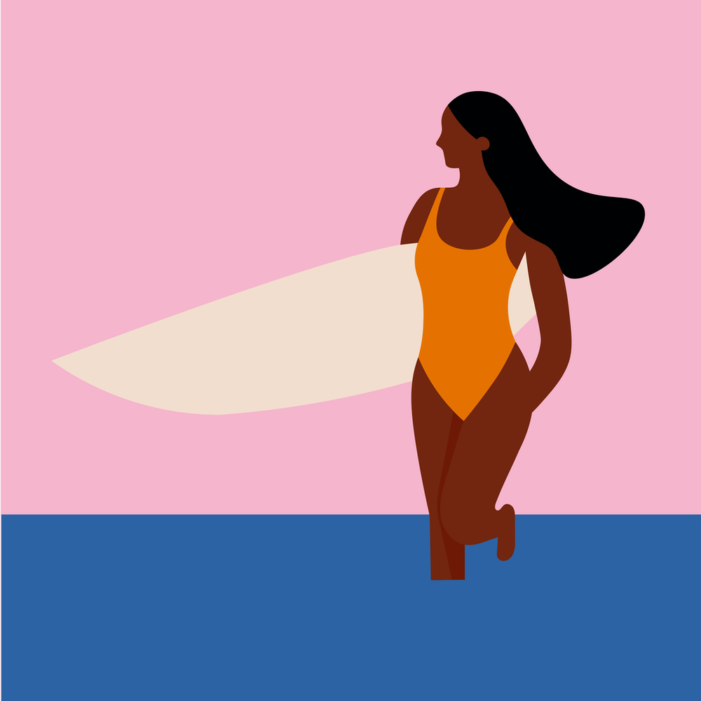 Woman Holding Surfboard
