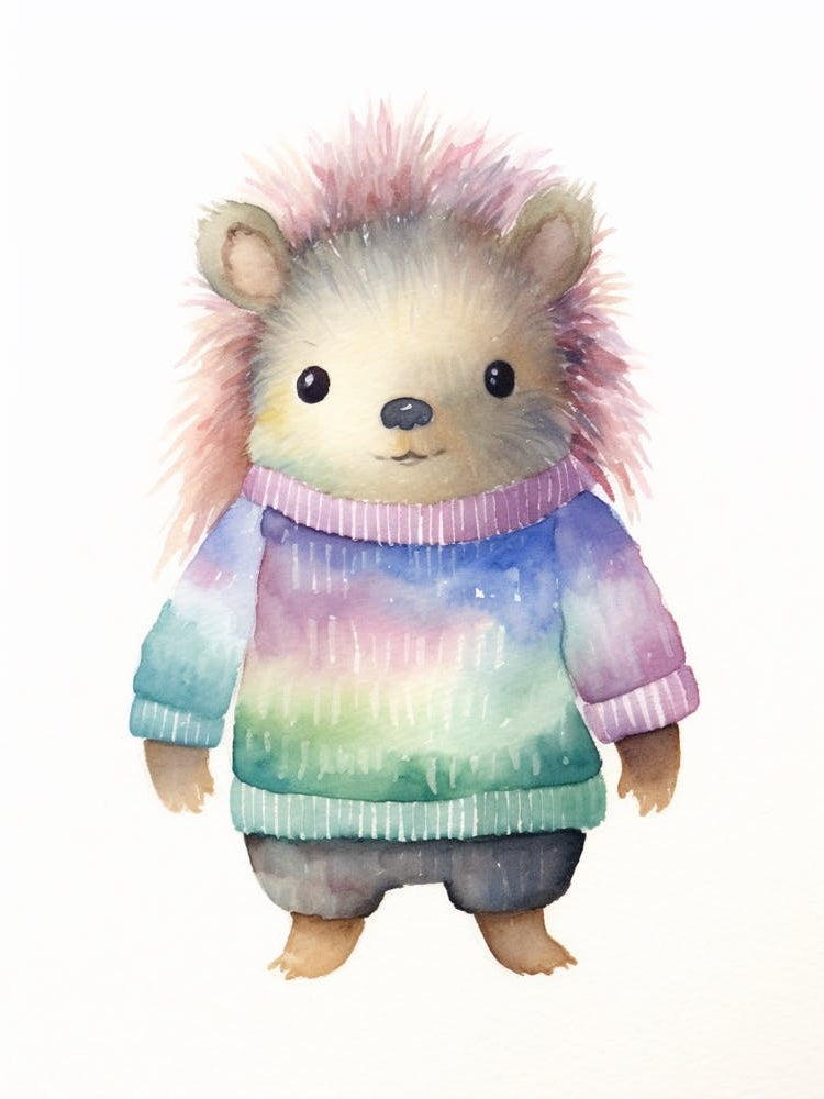Baby Animal Watercolour Porcupine 1