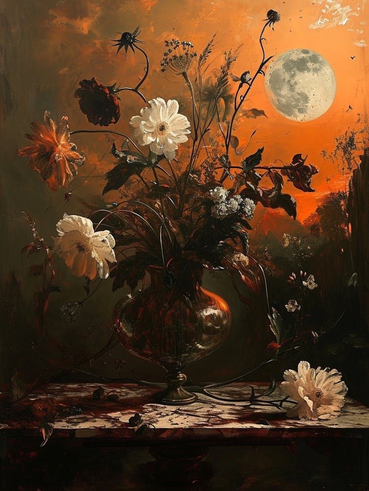 Baroque Floral Still Life Moonflower 1