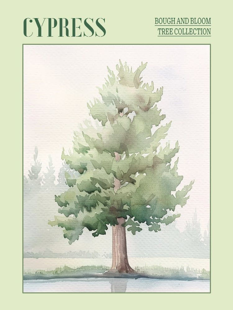 Cypress Tree Atmospheric Watercolour Painting 2 Poster