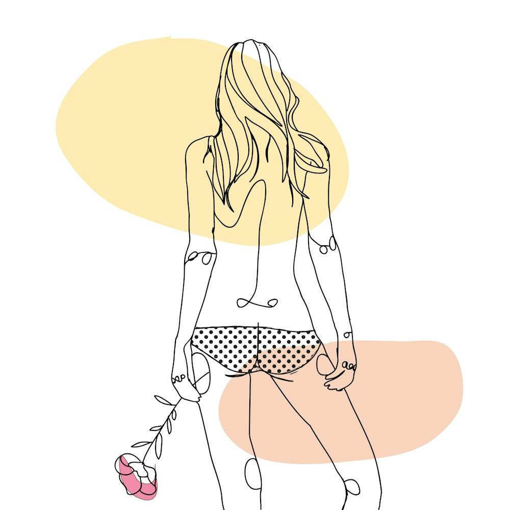 Beauty With Rose Illustration Of A Woman In Bikini