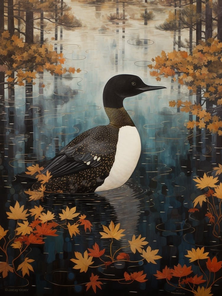 Common Loon 2 Gold Detail Painting