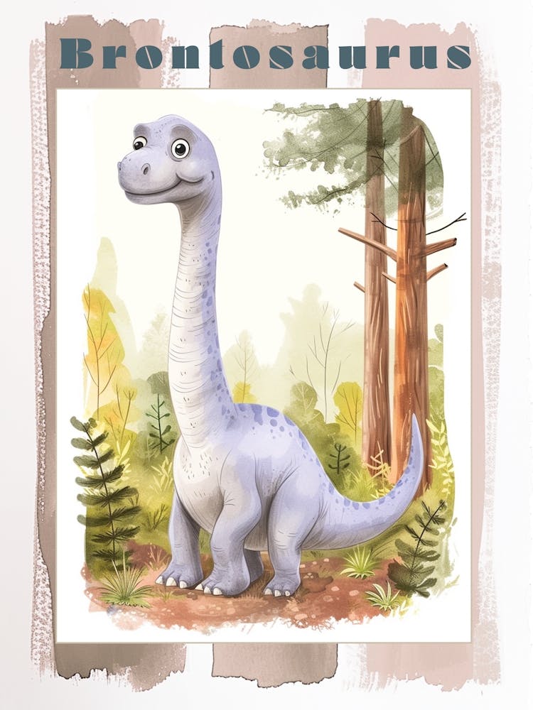 Süßer Brontosaurus Dinosaurier Aquarell 2 Poster