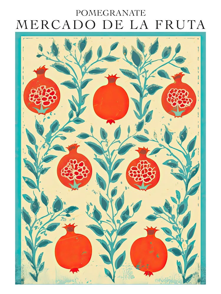 Mercado De La Fruta Pomegranate Illustration 8 Poster