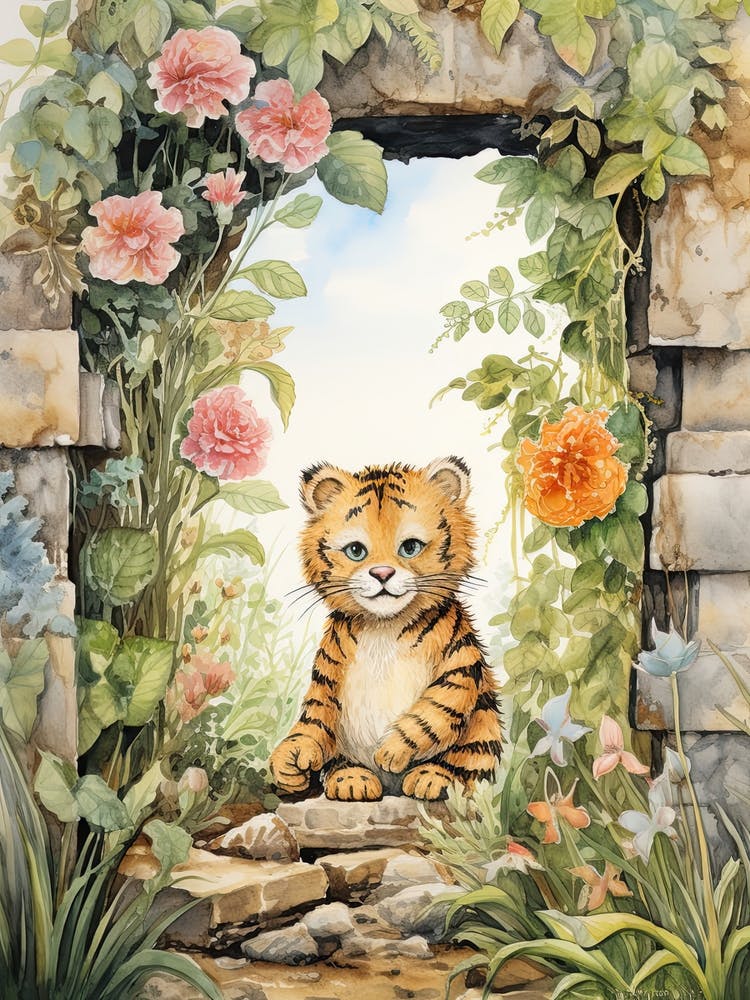 Tiger Illustration Gardening Watercolour 1