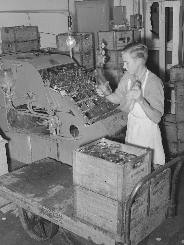 Washing Bottles At Creamery, San Angelo, Texas By Russell Lee