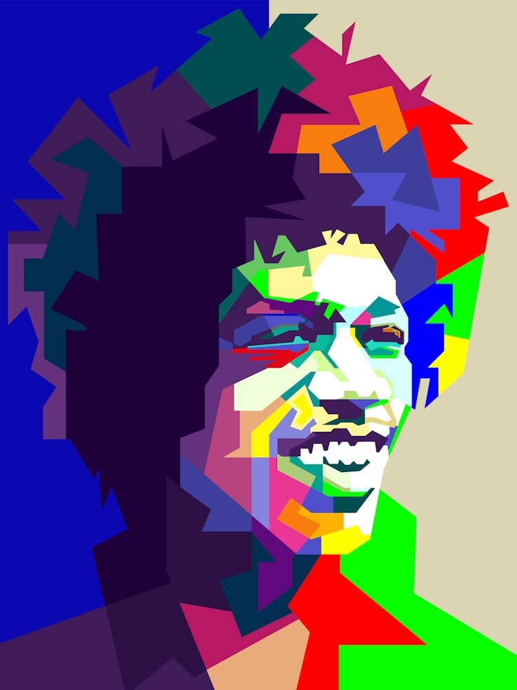 WPAP illustration Jimi Hendrix was an iconic American musician, singer, and songwriter, widely regarded as one of the greatest and most influential guitarists in the history of rock music.