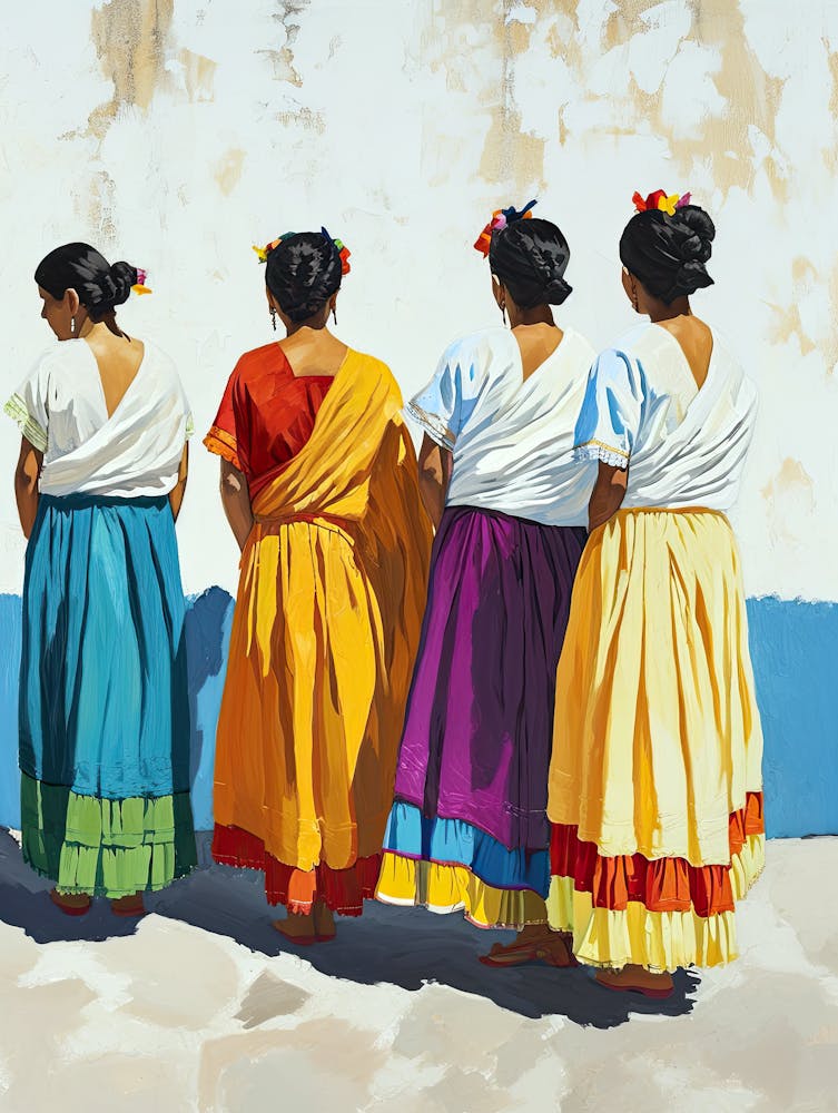 Mexican Women In Colorful Dresses