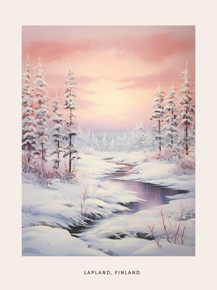 Dreamy Winter Painting Poster Lapland Finland 1
