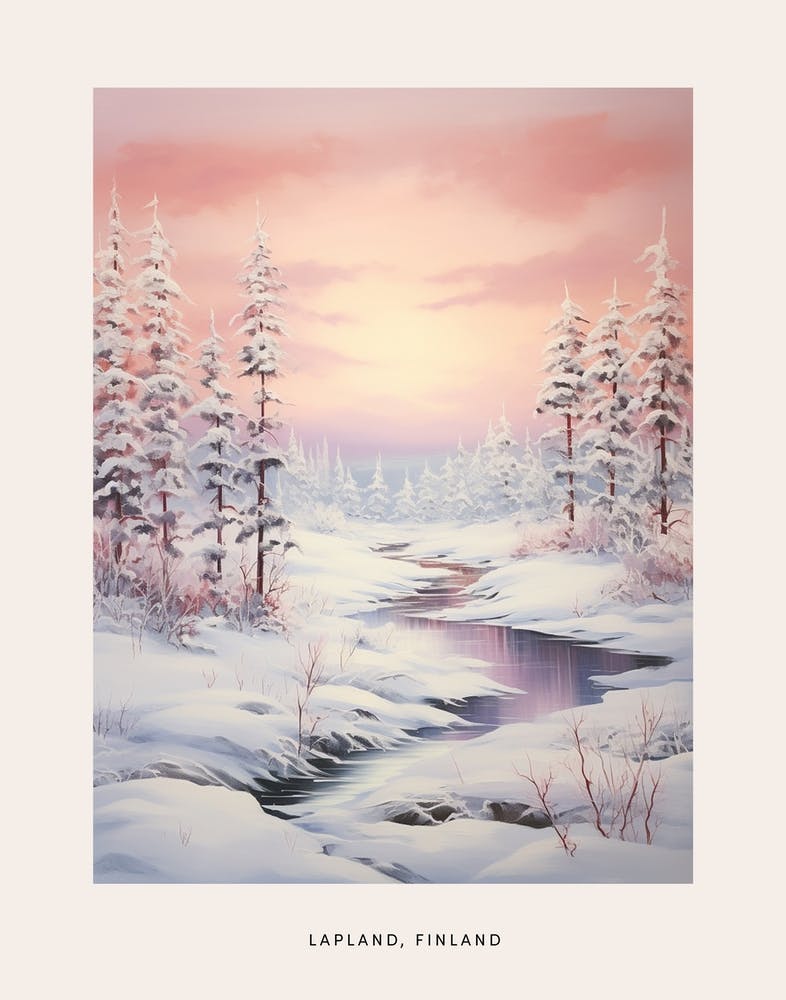 Dreamy Winter Painting Poster Lapland Finland 1