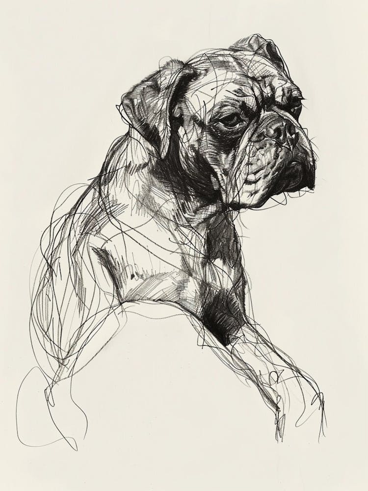 Chien Croquis au Trait Noir & Blanc 3