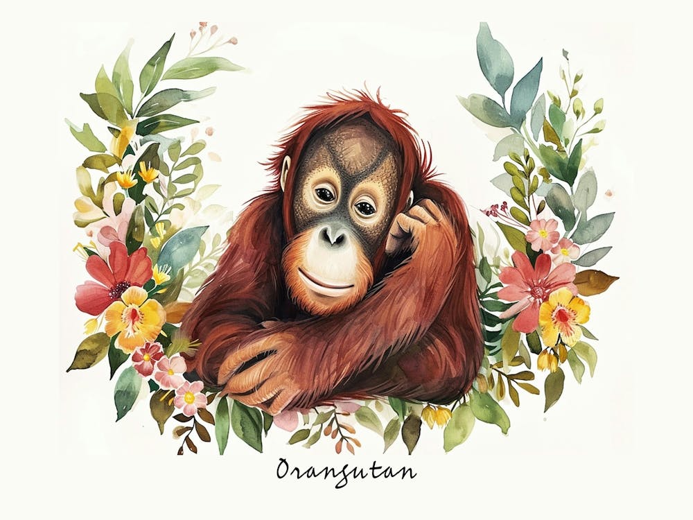 Little Floral Orangutan 4 Poster